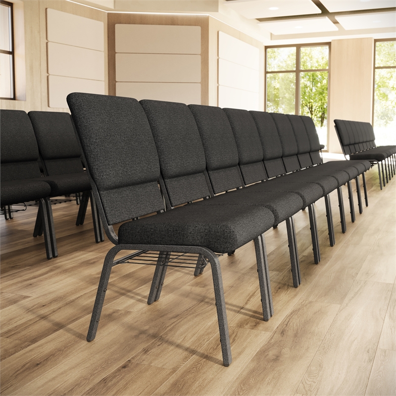 Flash Furniture Fabric Church Chair in Gray