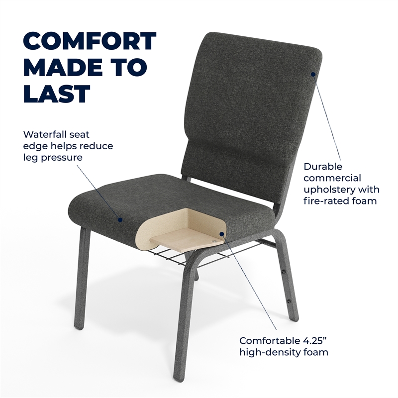 Flash Furniture Fabric Church Chair in Gray