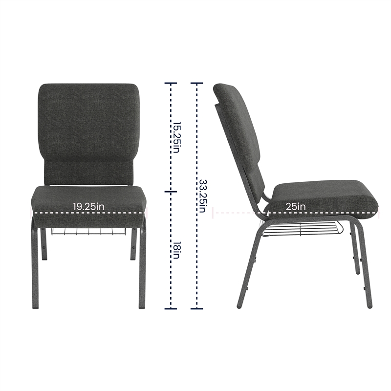 Flash Furniture Fabric Church Chair in Gray