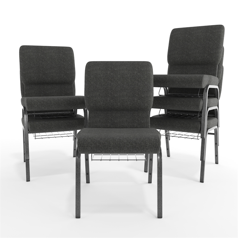 Flash Furniture Fabric Church Chair in Gray