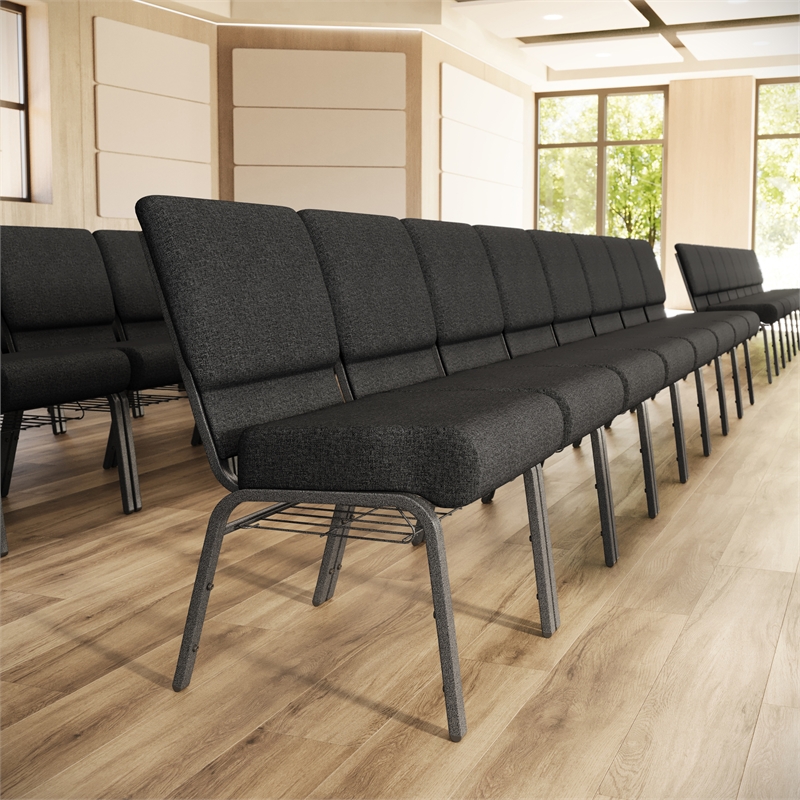 Flash Furniture Fabric Church Chair in Gray