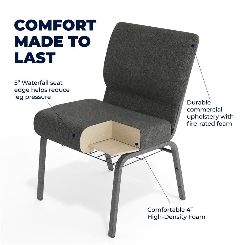 Flash Furniture Fabric Church Chair in Gray