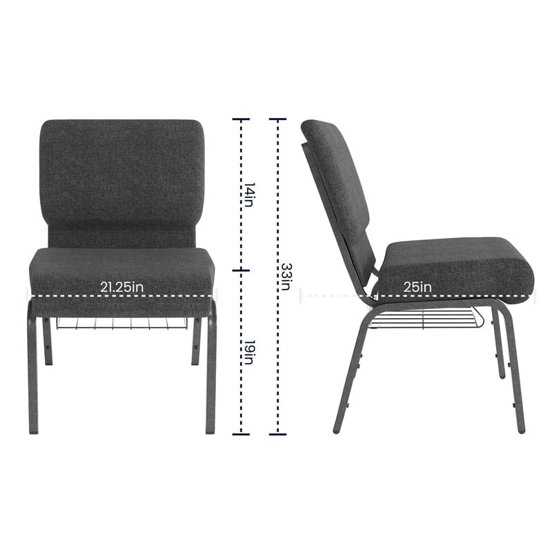 Flash Furniture Fabric Church Chair in Gray
