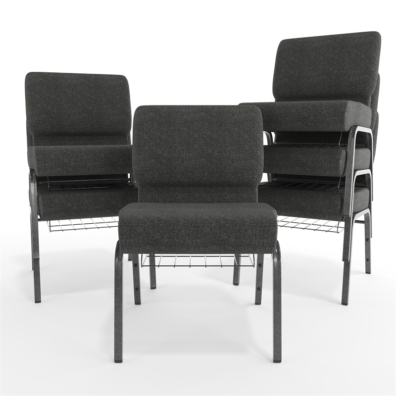 Flash Furniture Fabric Church Chair in Gray