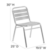 Flash Furniture Armless Chair With Slat Back in Gray