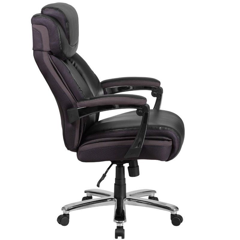 Flash Furniture Hercules Big and Tall Leather Office Swivel Chair In Black