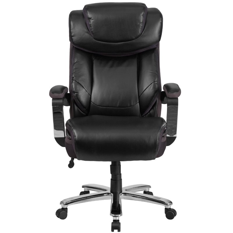 Flash Furniture Hercules Big and Tall Leather Office Swivel Chair In Black