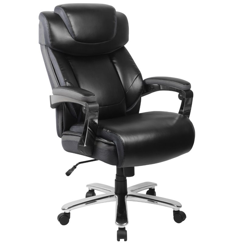 Flash Furniture Hercules Big and Tall Leather Office Swivel Chair In Black