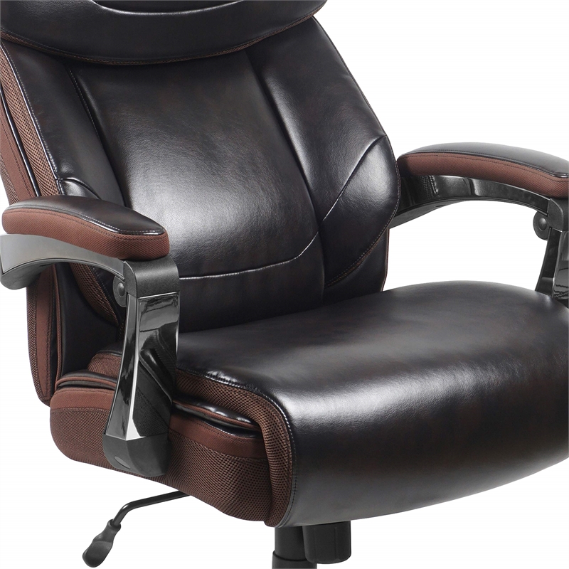 Flash Furniture Big and Tall Leather Office Swivel Chair in Black and Brown