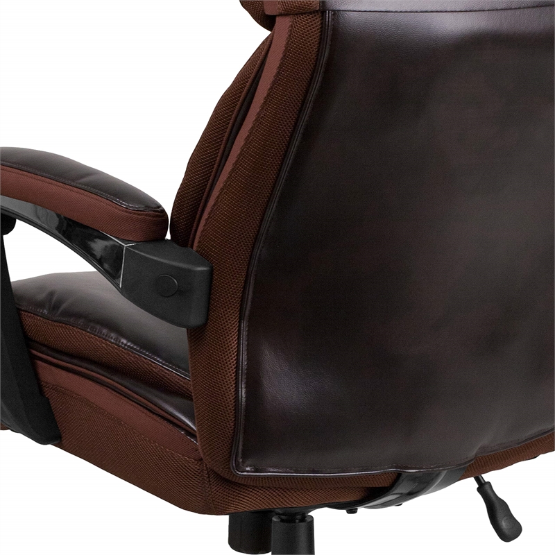 Flash Furniture Big and Tall Leather Office Swivel Chair in Black and Brown
