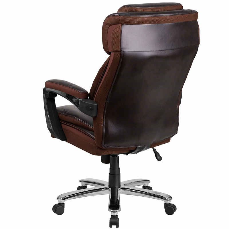 Flash Furniture Big and Tall Leather Office Swivel Chair in Black and Brown