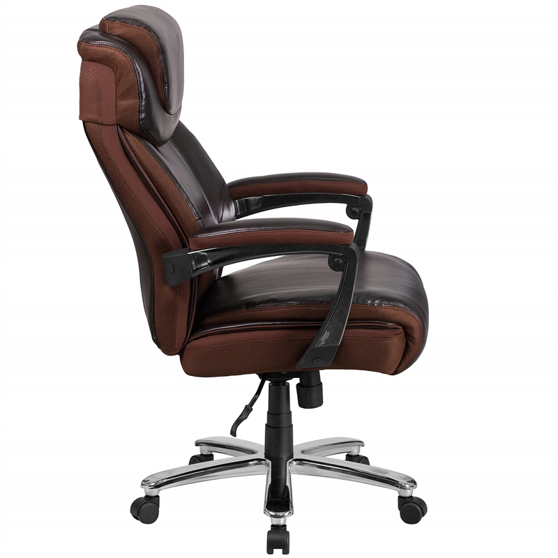 Flash Furniture Big and Tall Leather Office Swivel Chair in Black and Brown