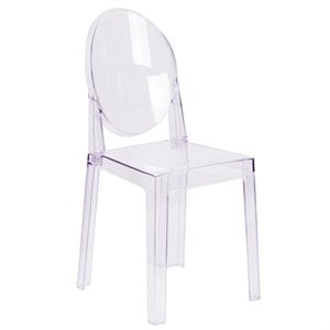 Flash Furniture Oval Back Ghost Chair in Transparent Crystal