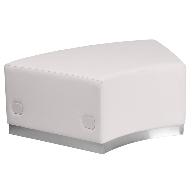 Flash Furniture Hercules Alon Leather Convex Backless Chair in Melrose White