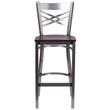 Flash Furniture X Back Metal Barstool - Walnut Wood Seat