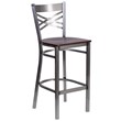 Flash Furniture X Back Metal Barstool - Walnut Wood Seat