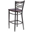 Flash Furniture X Back Metal Barstool - Walnut Wood Seat