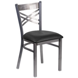 Flash Furniture X Back Metal Chair - Black Vinyl Seat
