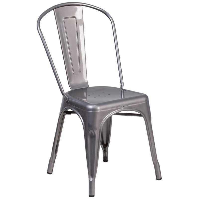 Flash Furniture Clear Coated Metal Indoor Stackable Chair