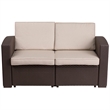 Flash Furniture Wicker Patio Loveseat in Chocolate Brown and Beige