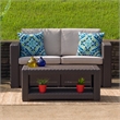 Flash Furniture Wicker Patio Loveseat in Chocolate Brown and Beige