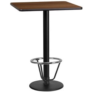 Flash Furniture 24&quot Square Laminate Top Pub Table in Walnut