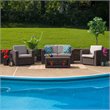 Flash Furniture 4 Piece Wicker Patio Sofa Set in Chocolate Brown and Beige