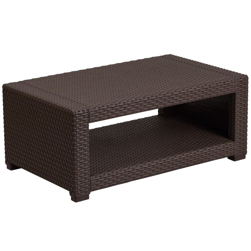 Flash Furniture 4 Piece Wicker Patio Sofa Set in Chocolate Brown and Beige