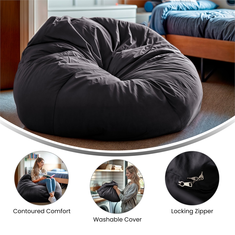 Flash Furniture Oversized Bean Bag Chair in Gray