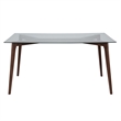 Flash Furniture Parkside Glass Top Dining Table in Walnut