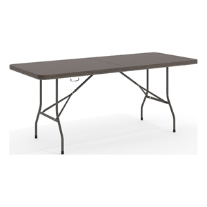 Flash Furniture 30&quot x 72&quot Plastic Bi-Fold Table in Brown