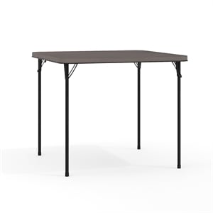 Flash Furniture 34&quot Square Plastic Bi-Fold Table in Dark Gray