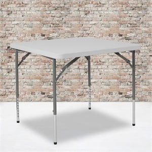 Flash Furniture 33.5&quot Square Plastic Folding Table in Granite White