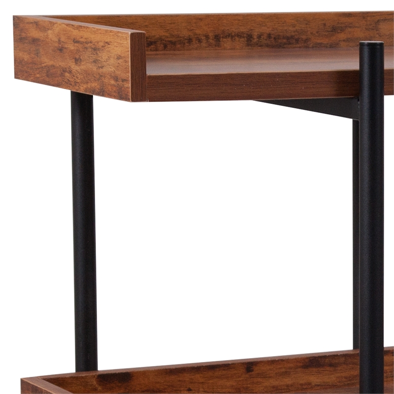 Flash Furniture Mayfair 3 Shelf Wooden Bookcase in Rustic Wood Grain and Black