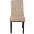 Flash Furniture Hercules Leather Upholstered Parson Dining Side Chair in Beige