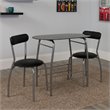 Flash Furniture Sutton 3 Pc Bistro Set w/Black Glass Top Table & 2 Chairs