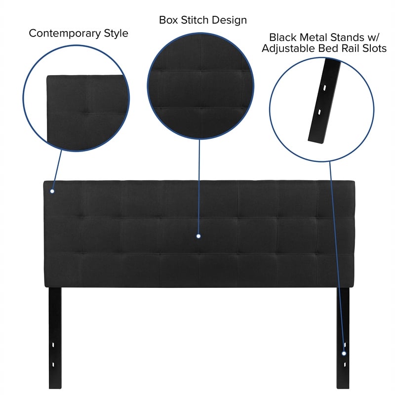 Flash Furniture Bedford Queen Fabric Panel Headboard in Black