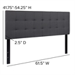 Flash Furniture Bedford Queen Fabric Panel Headboard in Dark Gray