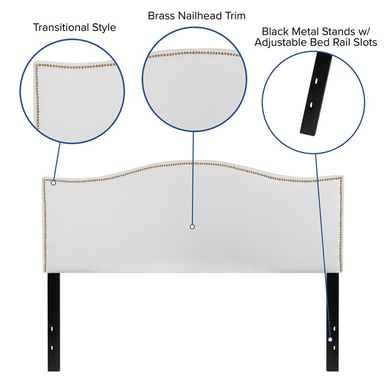 Flash Furniture Lexington Upholstered Queen Panel Headboard in White