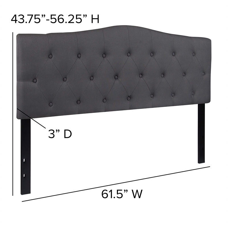 Flash Furniture Cambridge Tufted Queen Panel Headboard in Dark Gray