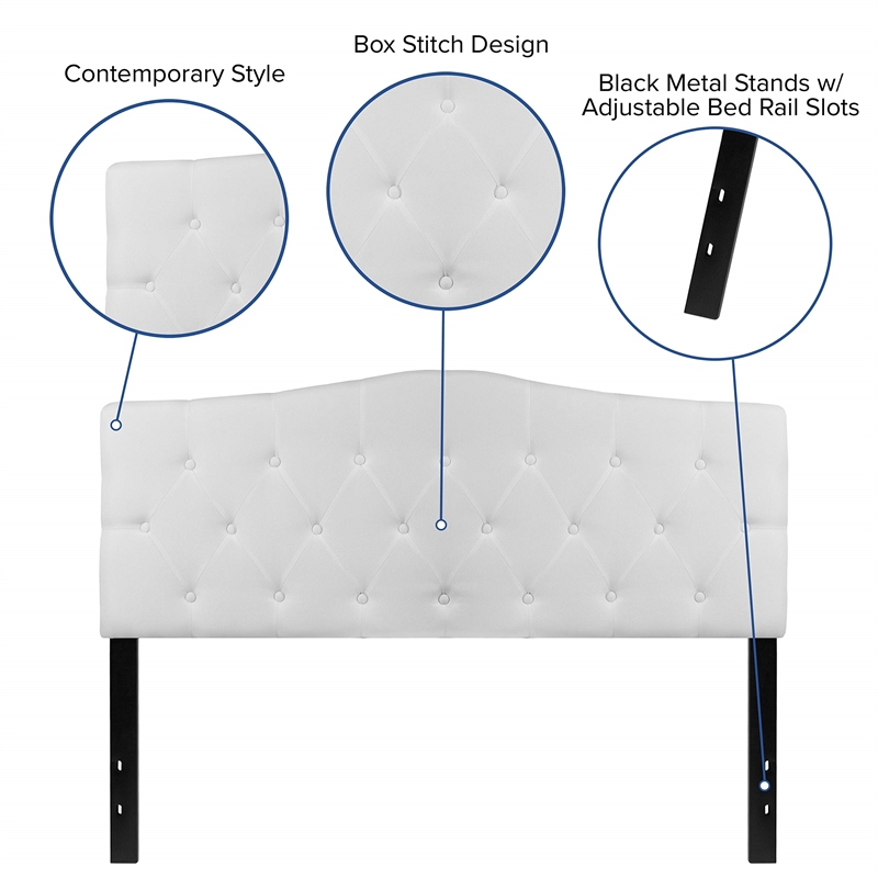 Flash Furniture Cambridge Tufted Queen Panel Headboard in White