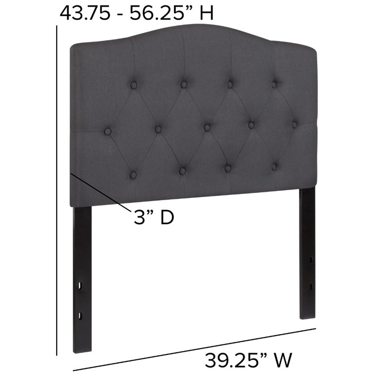 Flash Furniture Cambridge Tufted Twin Panel Headboard in Dark Gray
