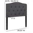 Flash Furniture Cambridge Tufted Twin Panel Headboard in Dark Gray