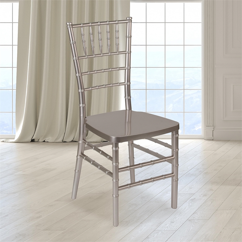 Flash Furniture Hercules Premium Resin Stacking Chair in Pewter