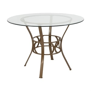 Flash Furniture 42&quot Round Glass Top Dining Table in Clear Matte Gold