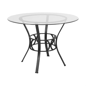 Flash Furniture 42&quot Round Glass Top Dining Table in Clear Black