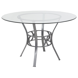 Flash Furniture 48&quot Round Glass Top Dining Table in Clear Silver