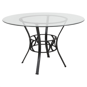 Flash Furniture 48&quot Round Glass Top Dining Table in Clear Black