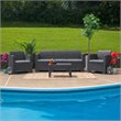 Flash Furniture 4 Piece Wicker Patio Sofa Set in Dark Gray