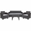 Flash Furniture 4 Piece Wicker Patio Sofa Set in Dark Gray